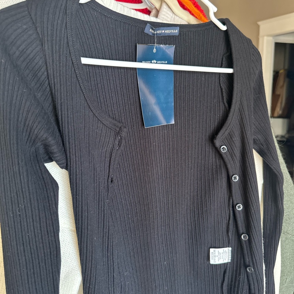 NEW Brandy Melville Black Ribbed Cardigan